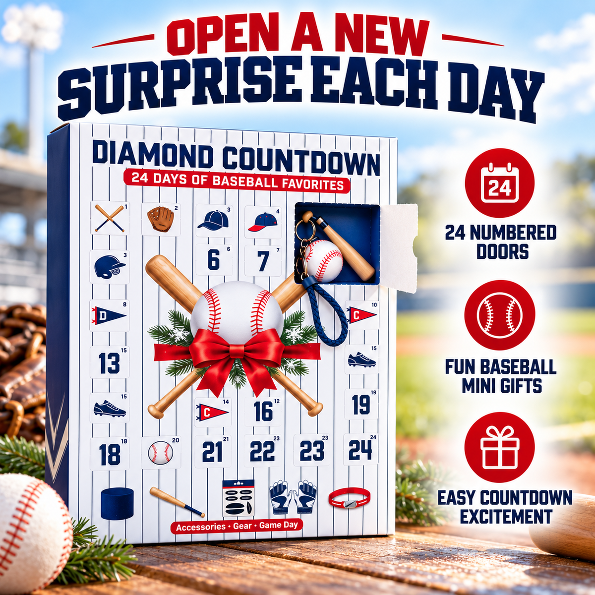 ⚾ 24-Day Baseball Advent Calendar – Daily Diamond Countdown Surprises