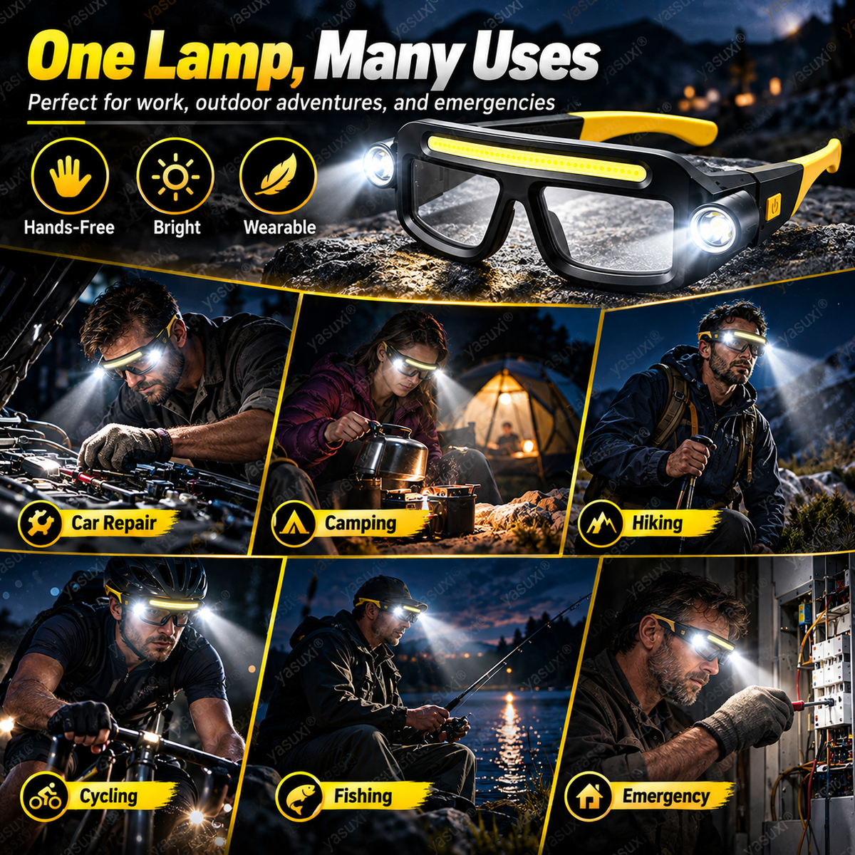 💡 Hands-Free LED Headlamp Glasses - Type-C Rechargeable COB Work Light 🔦