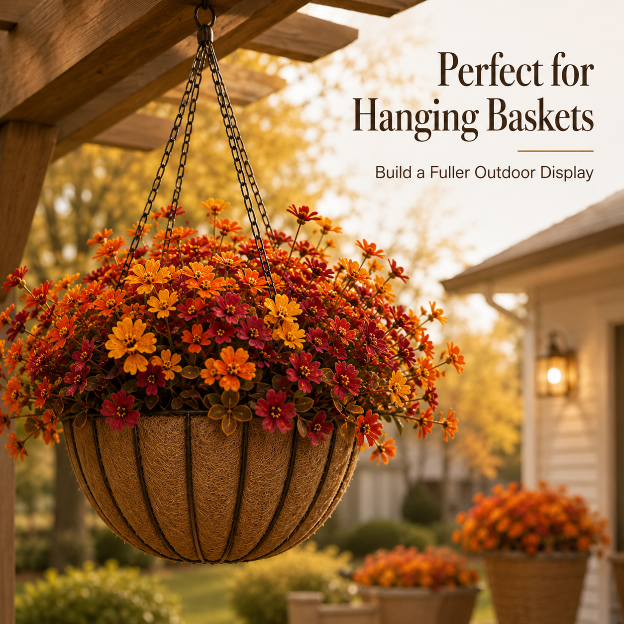 🍂 UV-Resistant Autumn Artificial Flowers – Multicolor Outdoor Fall Blooms 🌾