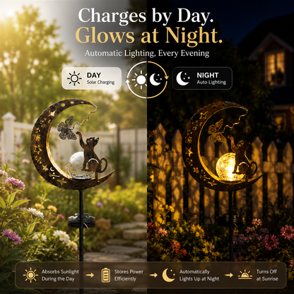 🔥 Buy 2, Get FREE SHIPPING 🚚 Solar Waterproof Cat & Moon Garden Stake Light 🐱✨