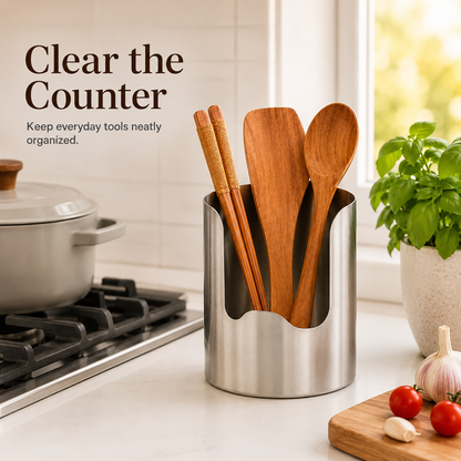 🍳 Stainless Steel Utensil Holder Caddy for Kitchen Countertop 🥢