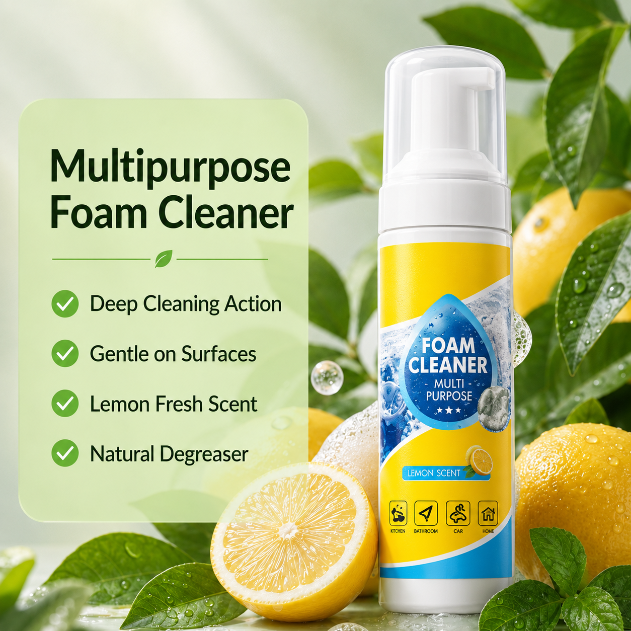 🫧 4-in-1 Multi-Enzyme Foam Cleaner - Instant Stain Remover 🚗