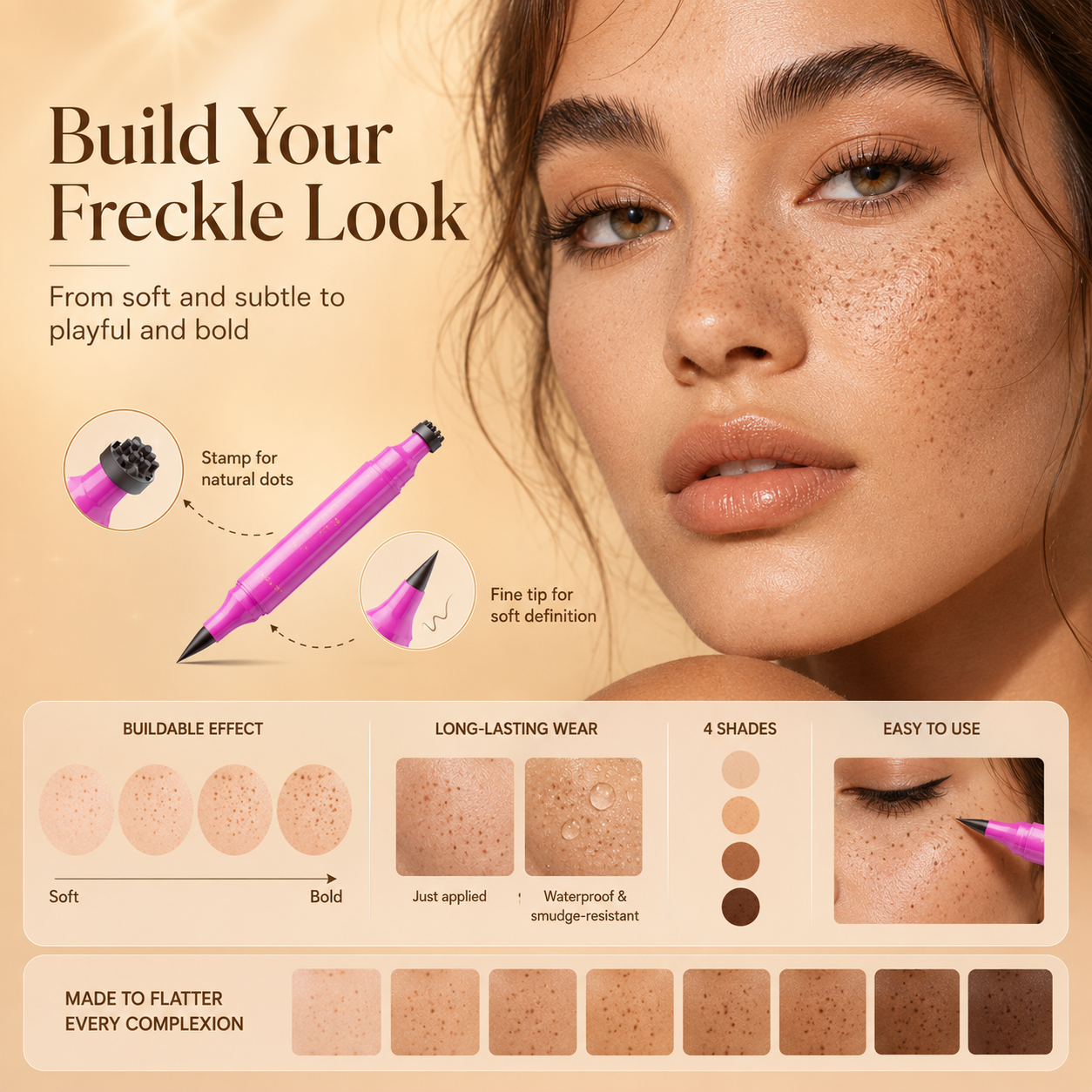 ✨ Dual-Ended Freckle Stamp Pen – Natural Faux Freckles & Beauty Marks in Seconds