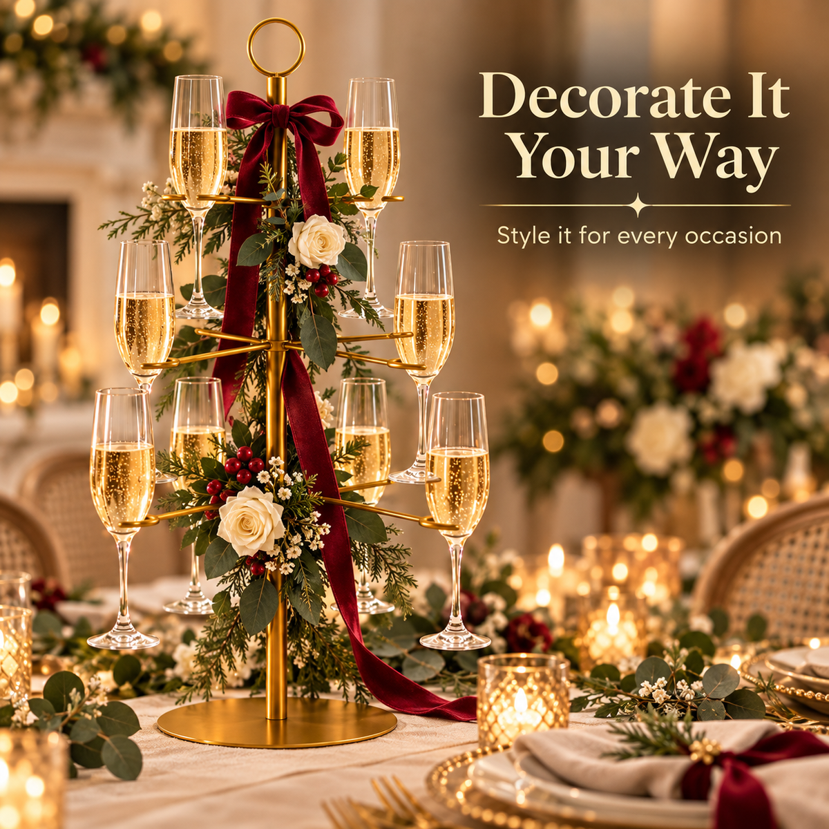 🥂 Multi-Tier Stemware Glassware Display Stand – DIY Tabletop Beverage Centerpiece ✨