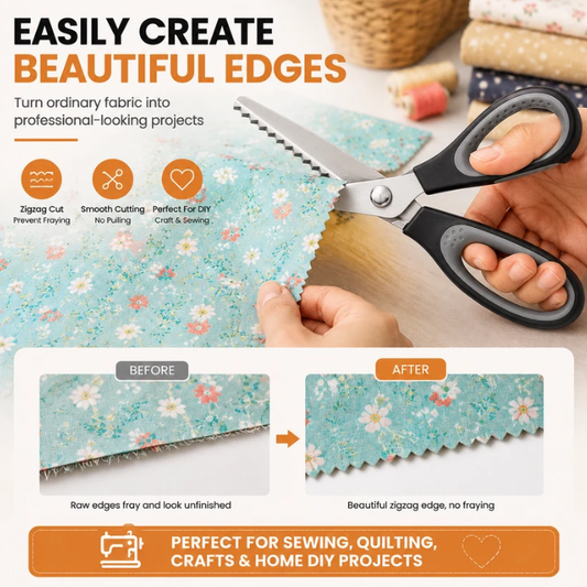 ✂️ Serrated Pinking Shears – Decorative Fabric & Craft Scissors