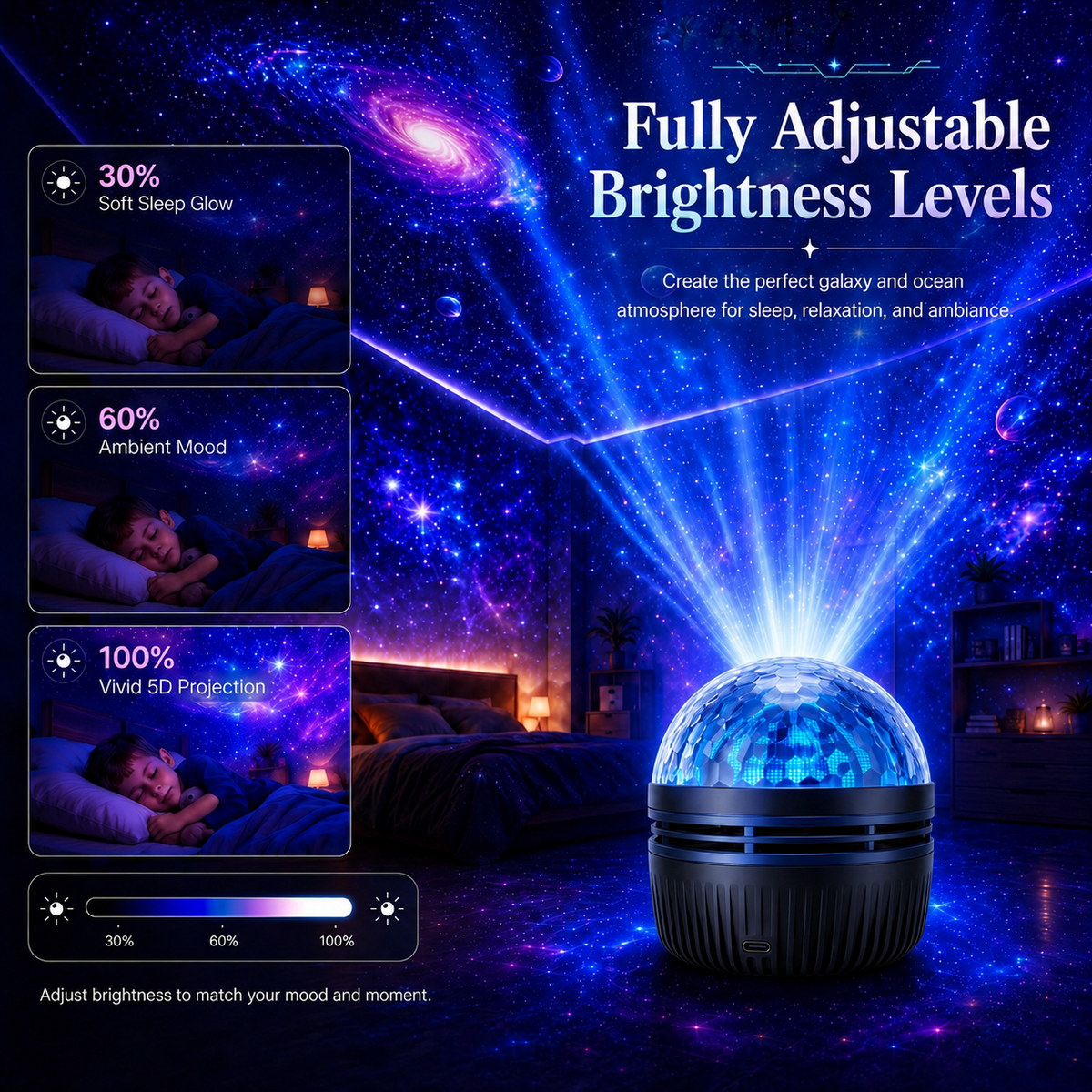 🦖🎁360° Smart Holographic Starry Sky Projector (HD Smart Dynamic 5D)