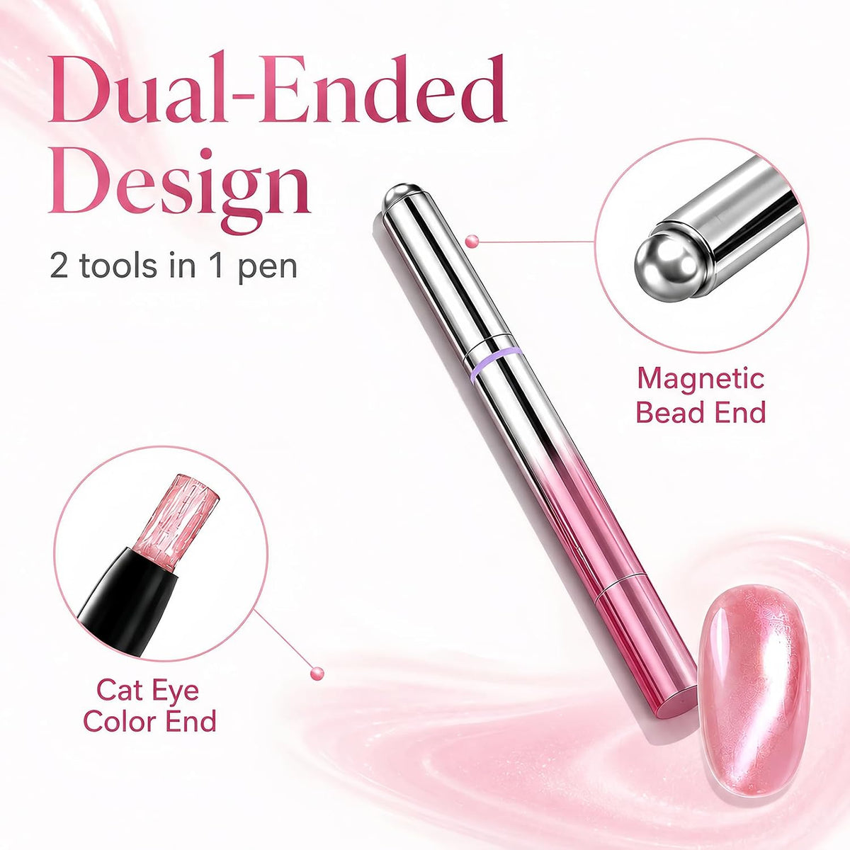 💅 2-in-1 Velvet Cat Eye Gel Nail Pen – Magnetic Shimmer Effect ✨