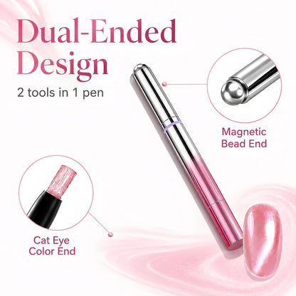 💅 2-in-1 Velvet Cat Eye Gel Nail Pen – Magnetic Shimmer Effect ✨