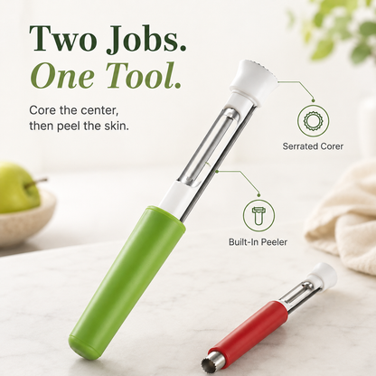 🍎 2-in-1 Stainless Steel Apple & Pear Corer Peeler Kitchen Tool 🍐