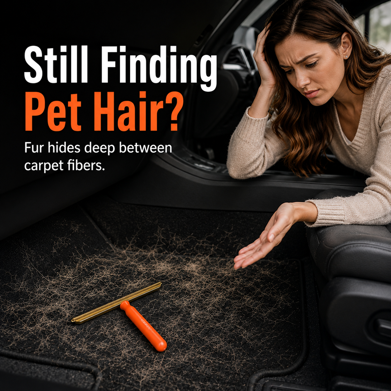 🐾 Reusable Manual Pet Hair Scraper Tool for Car Mats & Carpets 🧹