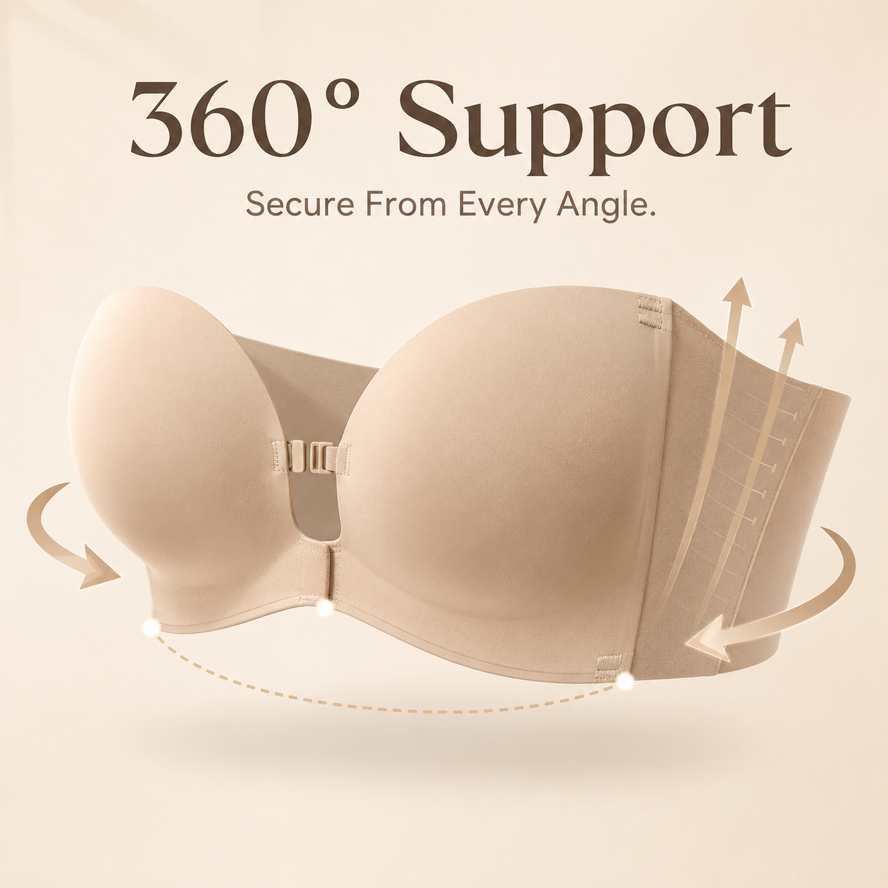 ✨ Convertible Strapless Push Up Bra Front Buckle Non Slip Invisible Lingerie 💃