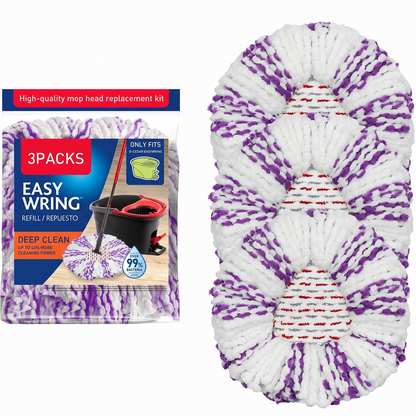 ✨ 3-Pack Spin Mop Head Replacements with Scrub Pads – Washable Microfiber Refills for Deep Cleaning