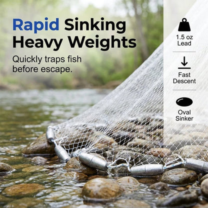 ⏳Time-Limited Special ⏰ Easy-Throw Cast Net – Fast-Sinking Weighted Mesh for Freshwater & Saltwater Fishing 🐟