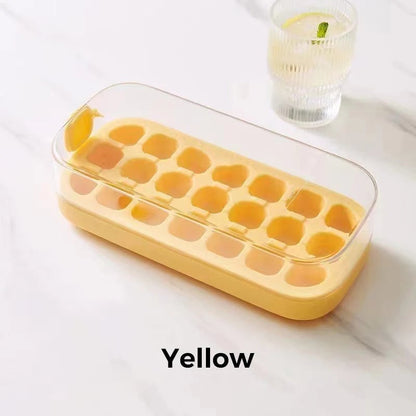 🧊 21-Cube Press-Type Ice Cube Tray With Lid – Easy Fill, Covered Freezer Storage