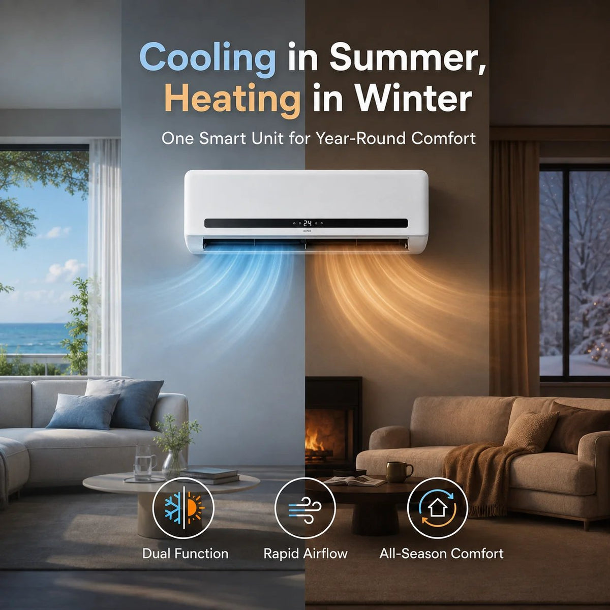 🔥 50% OFF – 2-in-1 Wall-Mounted Heater & Air Cooler