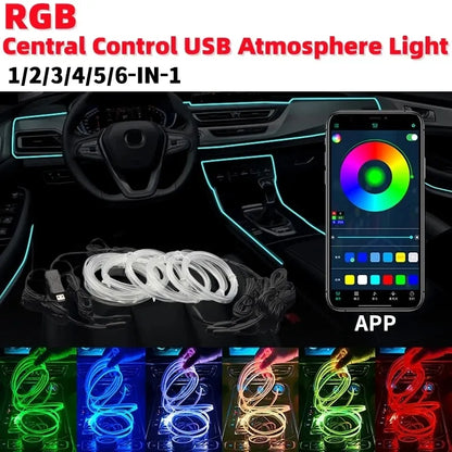 🚘 RGB Car Interior Ambient Light Strip – App, Remote & Music Sync Neon Kit ✨