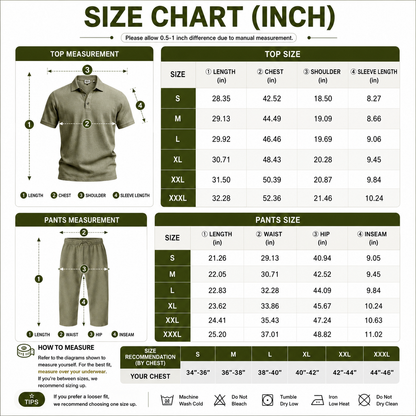 🌿 Men's 2-Piece Linen Outfit Set • Breathable Short-Sleeve Polo Shirt & Relaxed Pants 🏖️