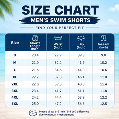 🏖️ Mens Quick Dry Printed Swim Shorts Trunks with Mesh Lining and Drawstring 🌊