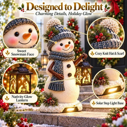 ⛄✨ Solar Snowman Nativity Lantern – Lighted Christmas Porch Decor