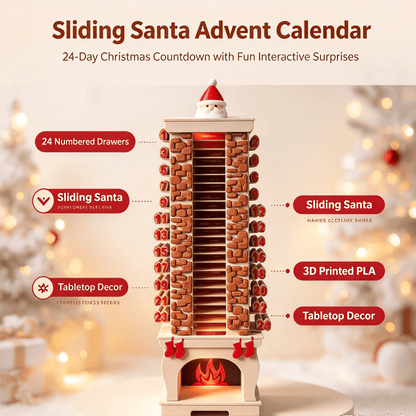 🎁Christmas Advent Calendar 24 Days Countdown, Sliding Santa Chimney Tower Decor for Kids Family Holiday Gift