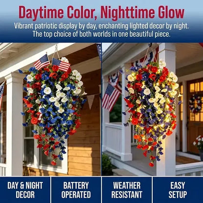 ⚡ Over 50,000 Sold!🎉 Pre-Lit Patriotic Artificial Flower Set - Honor America's 250th Anniversary