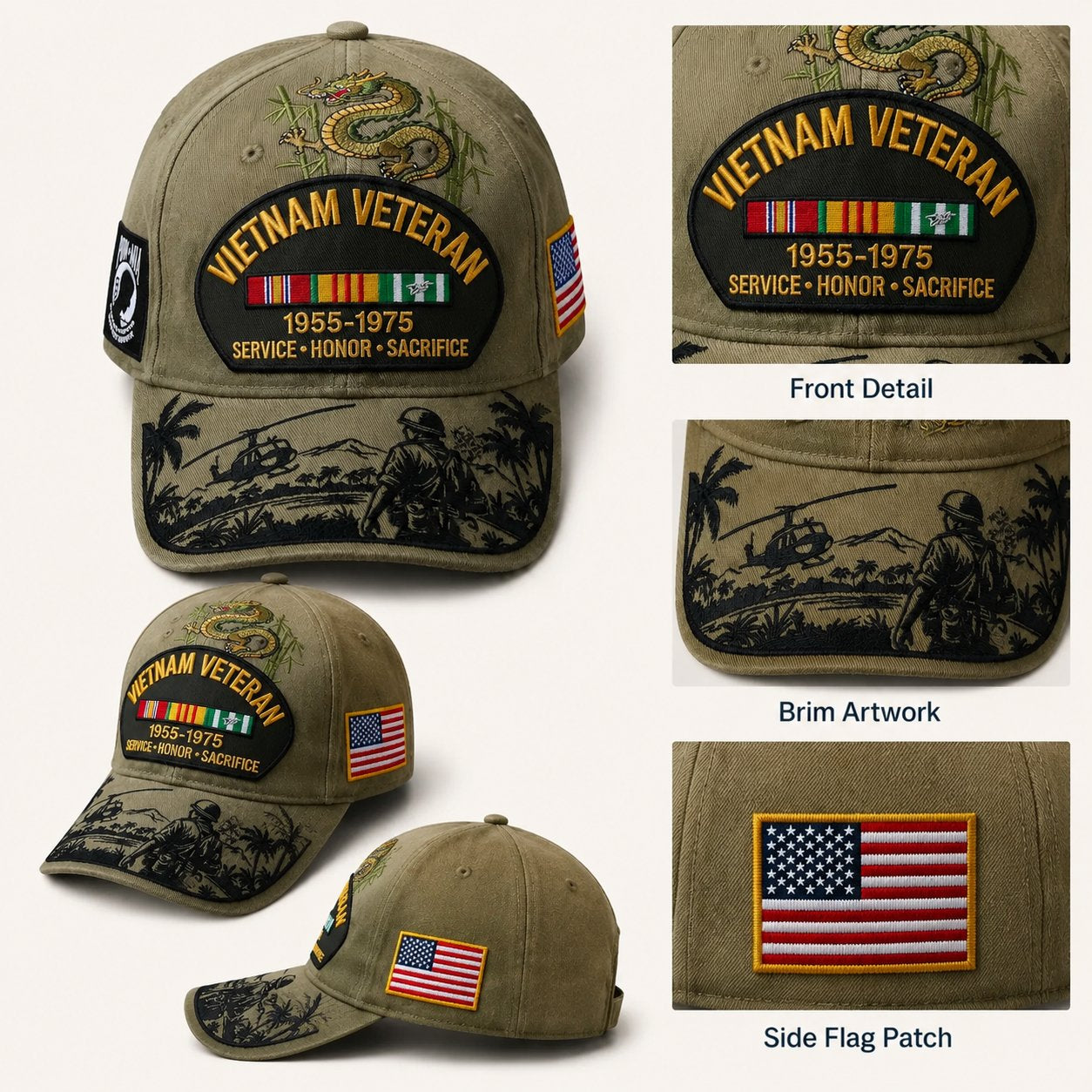 🇺🇸 Vietnam Veteran Tribute Cap | Service Honor Sacrifice Hat