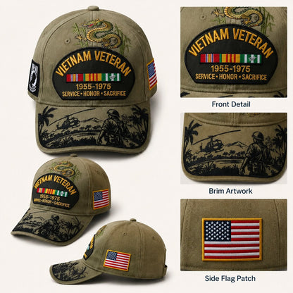 🇺🇸 Vietnam Veteran Tribute Cap | Service Honor Sacrifice Hat
