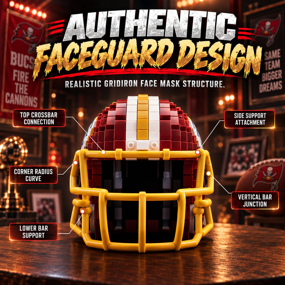 🏈 Football Helmet Building Blocks – 300+ Piece Collectible Model Kit 🎁