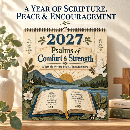 📖 2027 Psalms of Comfort & Strength Wall Calendar – 12-Month Scripture Art ✝️
