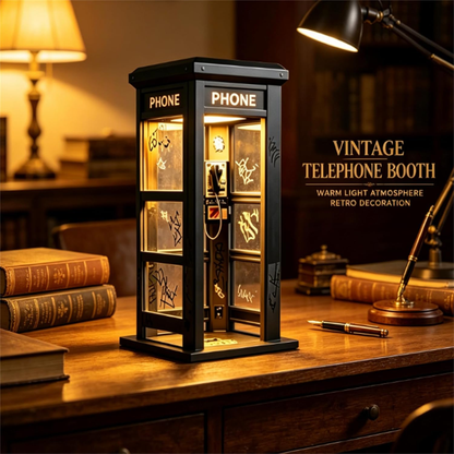 ☎️ Vintage Telephone Booth Lamp – 🏮 Warm LED Night Light with Retro Phone Details – Cozy Decor for Bedroom, Study & Office
