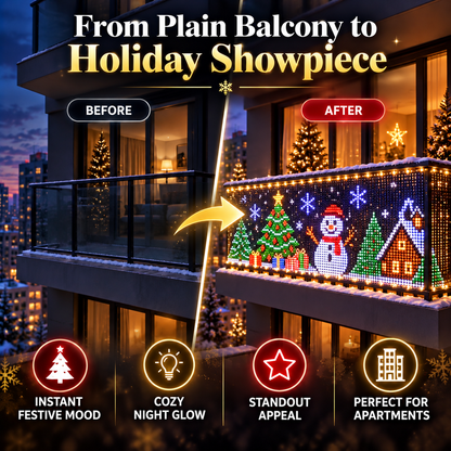 🎄 Smart RGB Pixel Balcony Lights – App-Controlled Animated Holiday Display for Balcony & Window Decor-2m*2m