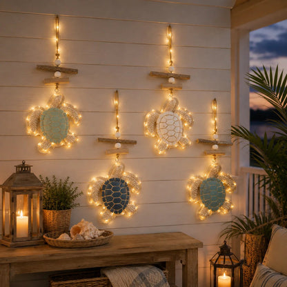 🐢✨ Glowing Sea Turtle Wall Art – Coastal Ocean Decor