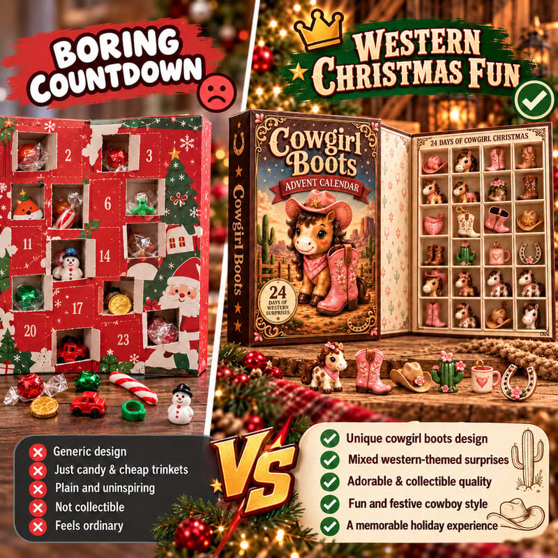 24-Day Cowgirl Boot Advent Calendar | Mini Collectible Western Charm Set