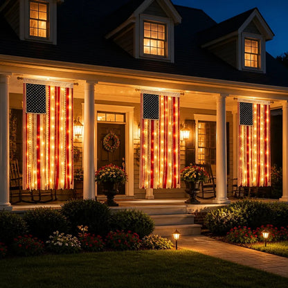 🔥 55% OFF Today Only 🇺🇸 Lighted Rag American Flag Banner ✨ Patriotic Porch Decor 🎆