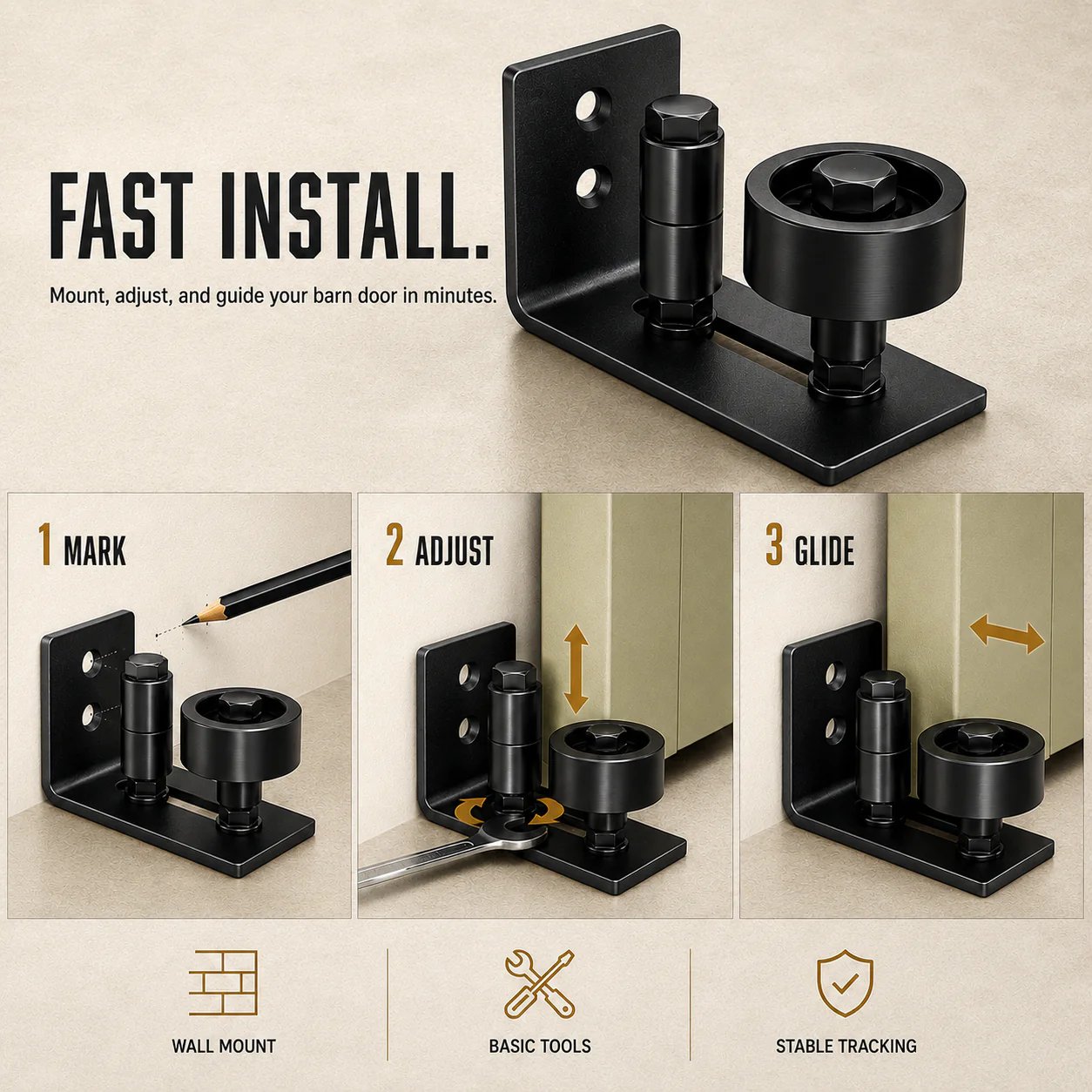 🚪 Adjustable Barn Door Floor Guide – 8-in-1 Steel Sliding Door Bottom Roller