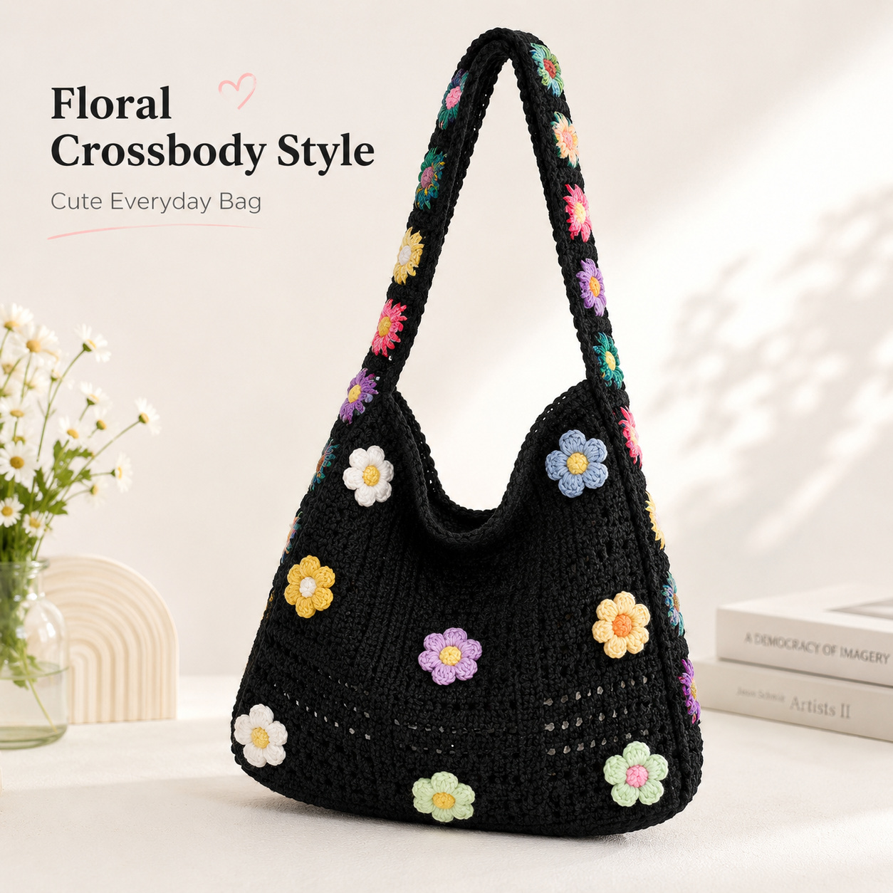 🌸 Retro Floral Patchwork Crossbody Bag – Lightweight Boho Tote for Everyday Style