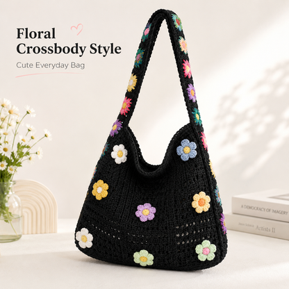 🌸 Retro Floral Patchwork Crossbody Bag – Lightweight Boho Tote for Everyday Style