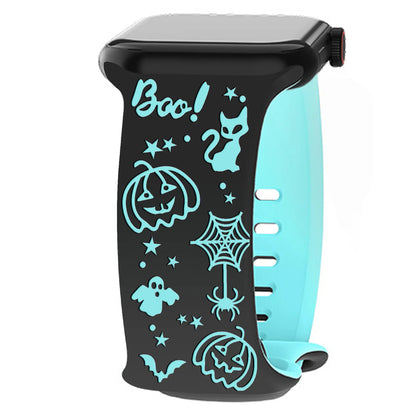 🎃 Halloween Engraved Silicone Watch Band with Butterfly Buckle 👻