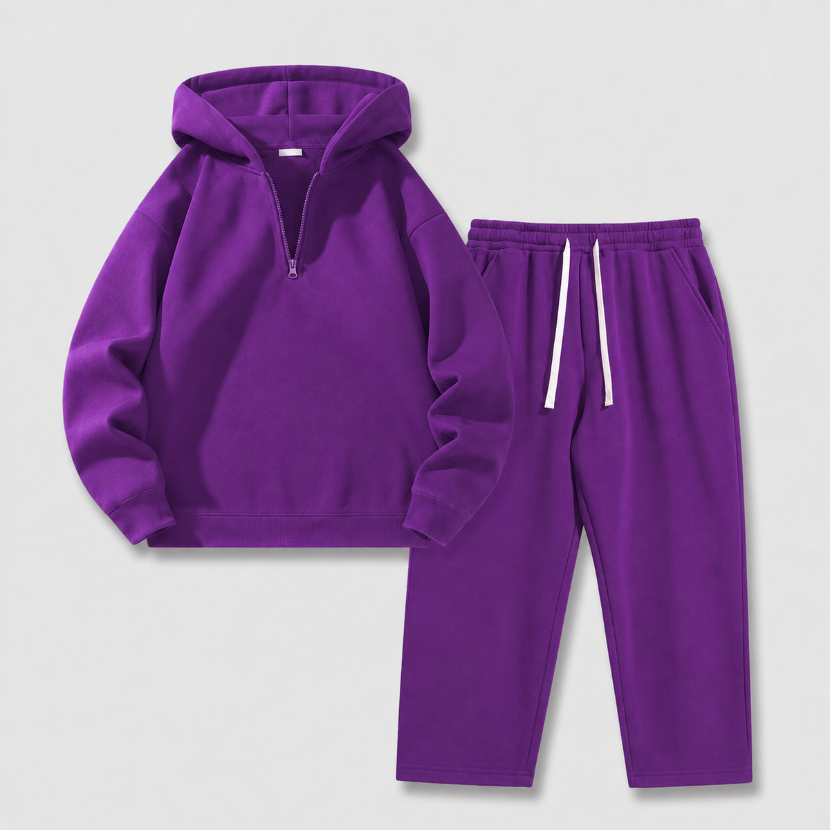 🧥 2-Piece Half-Zip Knit Hoodie & Straight-Leg Sweatpants Lounge Set 👖