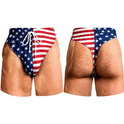 🇺🇸 Men's Novelty Patriotic American Flag Body Hair 3D Printed T-Shirt 👕