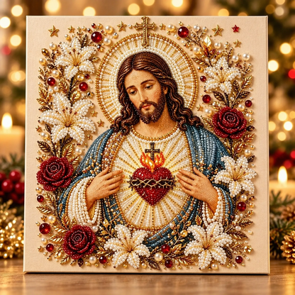 ✝️ 3D Pearl Rhinestone Holy Family Diamond Painting DIY Kit | Nativity Wall Art 🌟