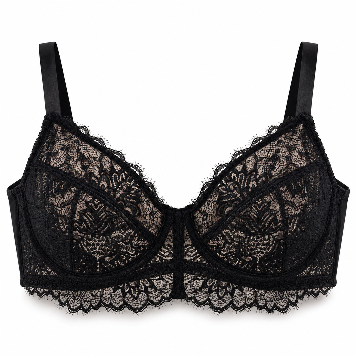 🌸 Full-Coverage Lace Minimizer Bra with Plush Underwire & Smoothing U-Back ✨