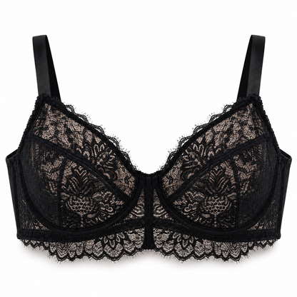 🌸 Full-Coverage Lace Minimizer Bra with Plush Underwire & Smoothing U-Back ✨