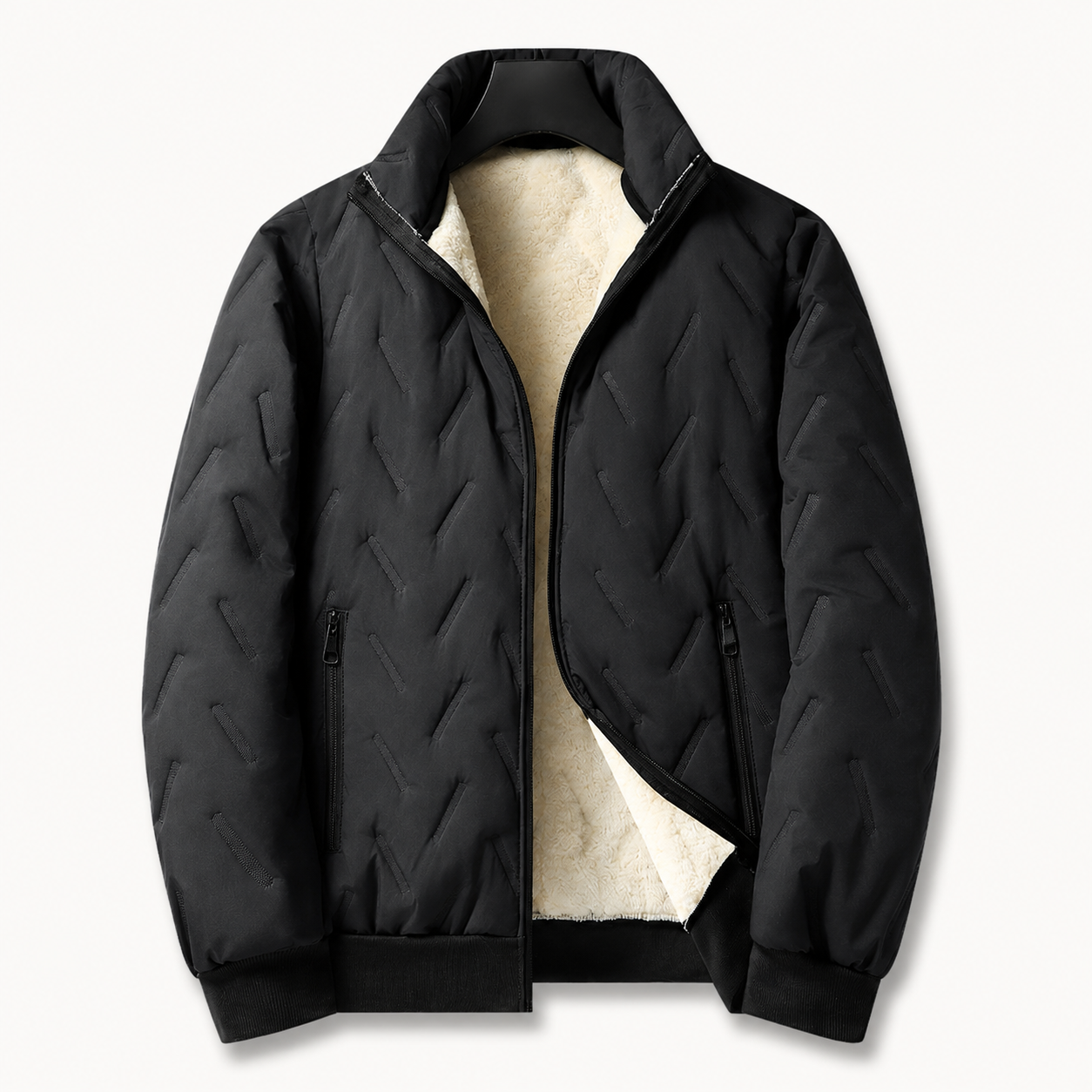 🧥 Men's Wool-Lined Hooded Winter Jacket with Zipper Pockets ❄️