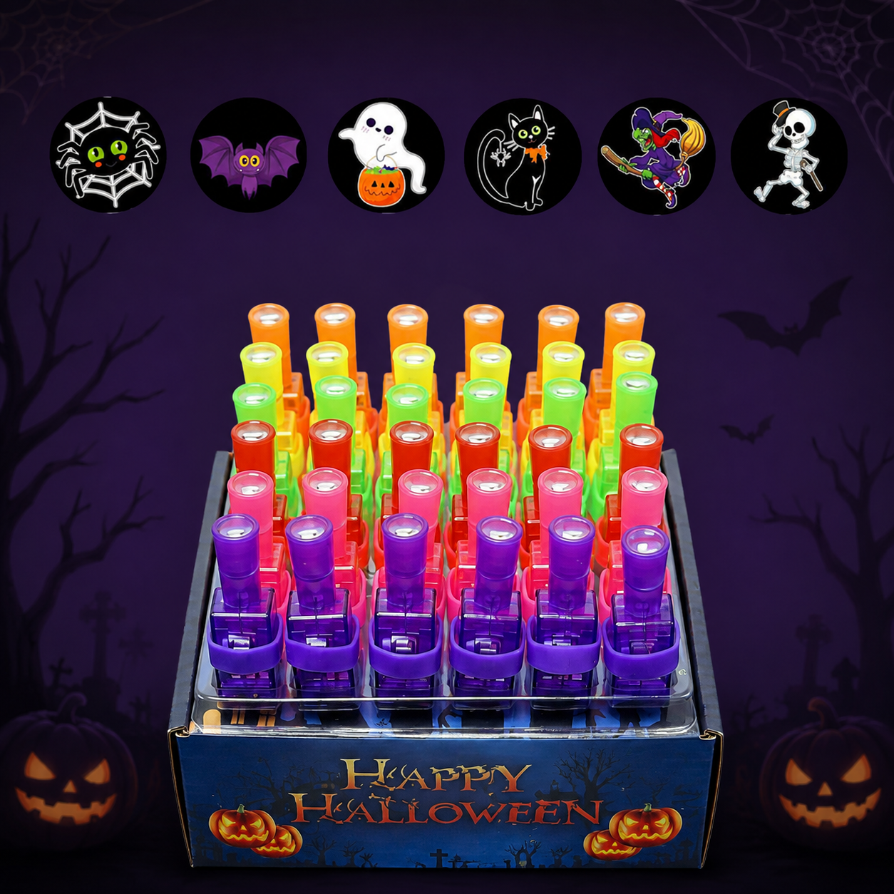 🎃 36-Piece Halloween LED Finger Projection Lights Set for Party Favors 👻