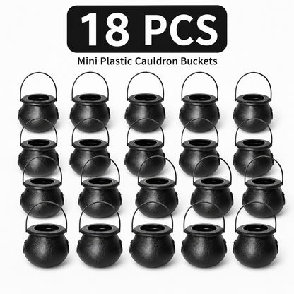🎃 Mini Black Halloween Cauldron Bucket with Handle Party Favors Candy Holder 🍬