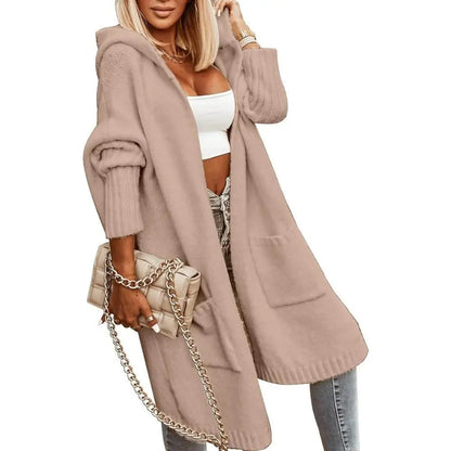 🧥 Women's Oversized Hooded Longline Knit Cardigan with Pockets 🧶