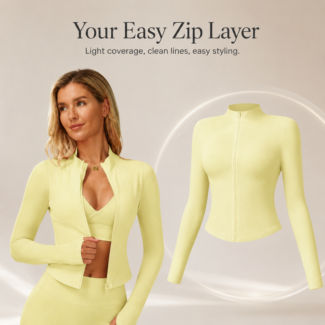 🏋️ Women's 3-Piece Compression Activewear Set – Zip Jacket, Bra & Crossover Shorts ✨