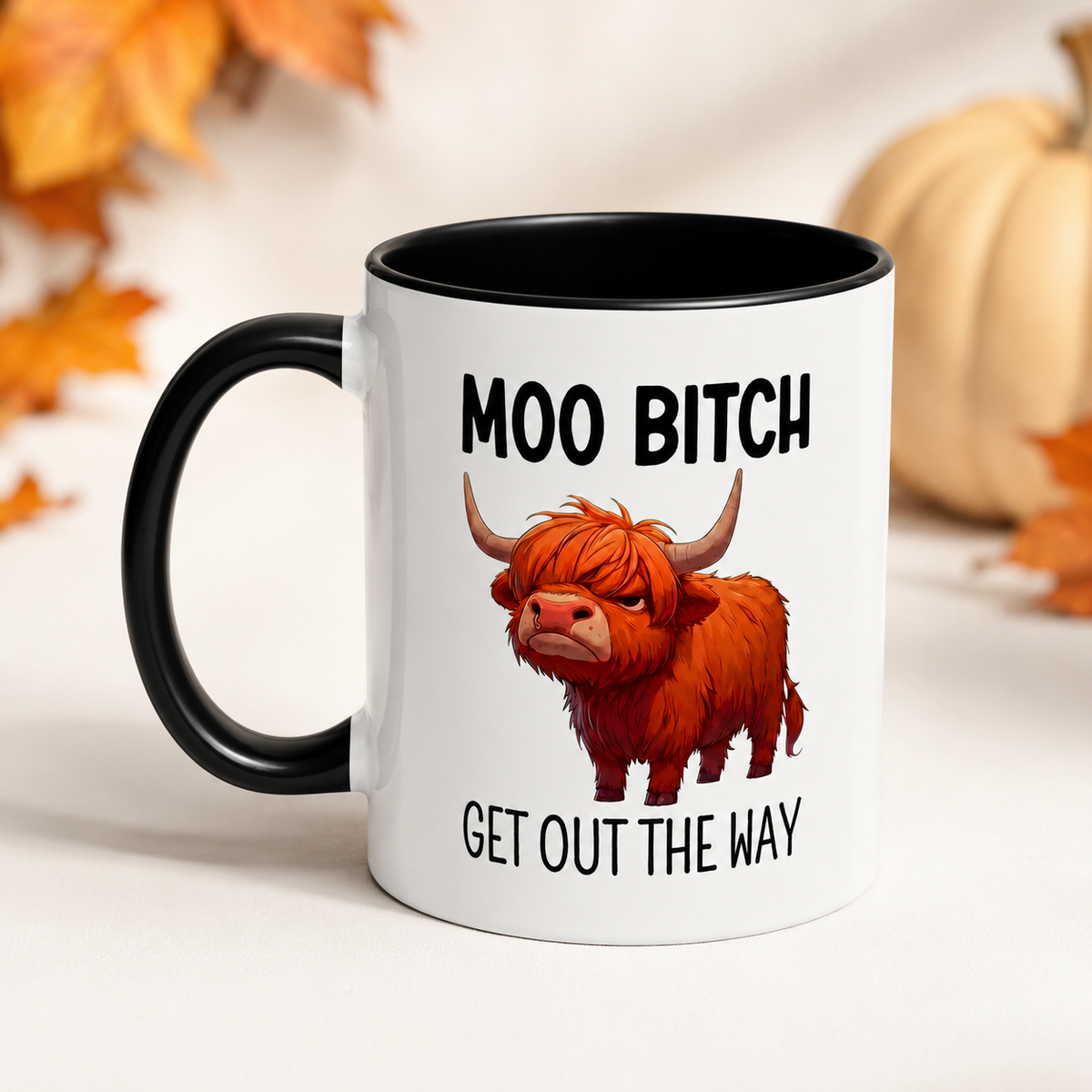 🐮 Sarcastic Highland Cow Coffee Mug – Moo Bitch Novelty Cup ☕