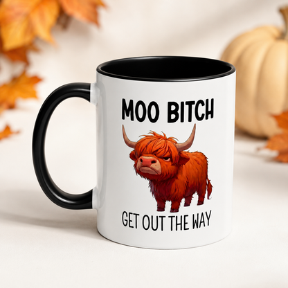 🐮 Sarcastic Highland Cow Coffee Mug – Moo Bitch Novelty Cup ☕